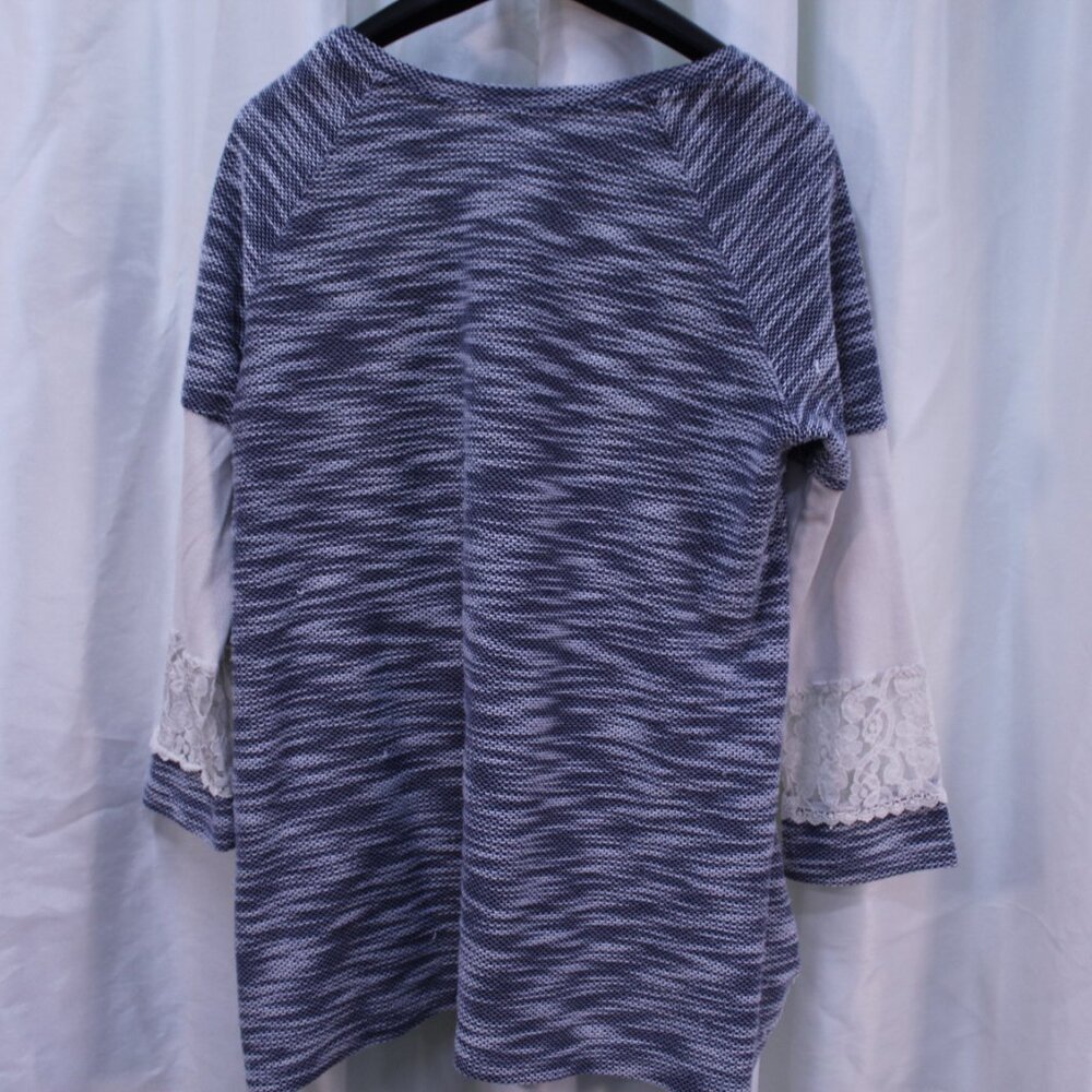 Annabelle Navy and Cream Lace Accent Blouse - Picture 10 of 10